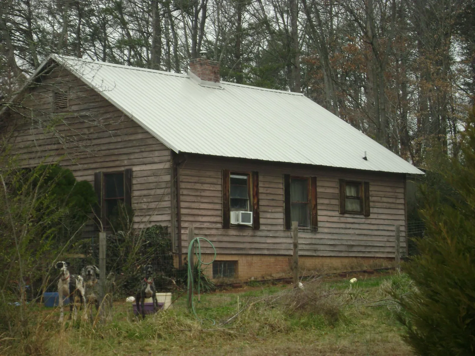 White metal roof on an old wood sided farmhouse, from a Asphalt Shingle Roof Repair job in Vienna